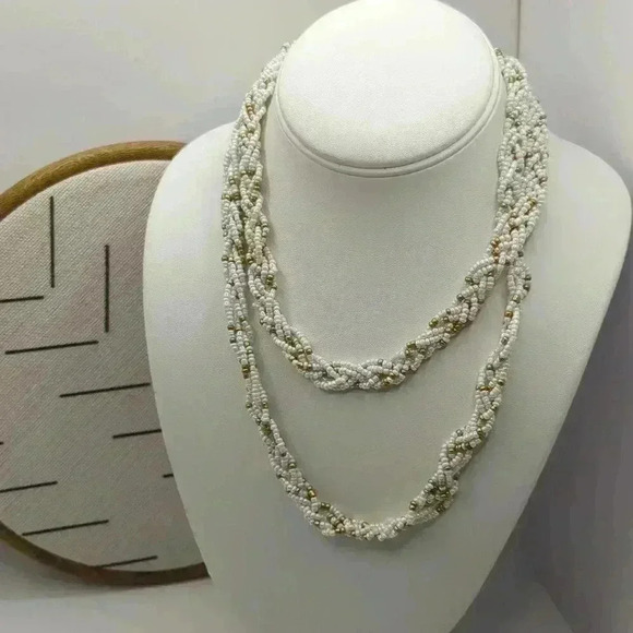 Talbots white gold seed bead 36" necklace - Picture 3 of 6